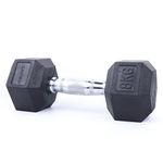 Kobo IMPORTED HOME GYM EXERCISE 8 KG X 2 (Total 16 KG) CARDIO AEROBIC TRAINING FITNESS GRIPPY HEX RUBBER DUMBBELL (Pair)