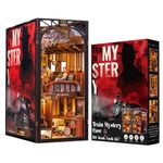 Cutefun DIY Book Nook Gift Kit for Adults Teens Boys, DIY Miniature House Kit Bookshelf Decor Booknook Detective Dollhouse, 3D Wooden Puzzles Model Build with LED Light (Train Mystery Case)