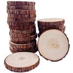 Natural Wood Slices 25 Pcs 3.1-3.5 Inches Unfinished Wood Craft Kit Undrilled Wooden Circles Without Hole Tree Slice with Bark for Arts Painting Christmas Ornaments DIY Crafts