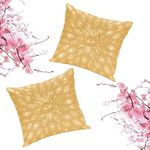 Christmas Pillow Covers, Hand Beaded Decorative Pillow Cover by Skilled Artisans, A Beautiful and Elegant Accessory to Dress Your Couch, Sofa, Bed - Only Cover -12x12 Inch (30x30 Cms)- Gold - 2 Pack