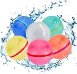 Travel Revealer Quick Fill Reusable Water Balloons Self Sealing, Latex-Free Silicone Water Splash Ball, Water Bomb for Kids Teens | Outdoor Activities Water Games Toy Summer Party Supplies (6 pack)