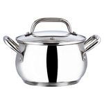 Vinod Almaty Stainless Steel Saucepot with Glass Lid 2 Litre, 16 cm | 2.6mm Thick Base | Triply Saucepot,Sturdy Riveted Handle | 2 Year Warranty | Induction & Gas Base