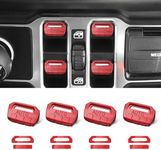 DIAMOOKY 4PCS Upgraded Window Switch Button Cover Compatible with Jeep Wrangler JL JLU 2018-2024 and Gladiator JT 2020 2021 2022 2023 2024 Wrangler 4xe Interior Accessories(Dark Red)