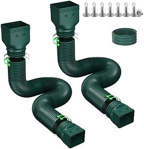 Ogutter Rain Gutter Downspout Extensions, Downspout Extender for Rainwater Drainage Flexible, Extendable 58"+66" Down Spout Drain Extension Pipes (2 Pack, Green)