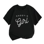 Sanqidu Toddler Baby Girl T Shirt Tops Daddy’s Princess Statement Short Sleeve Tees Mama’s Girl Summer Clothes Outfit (18-24 Months, Daddy's Girl-Black)