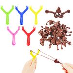 Funny Poo Slingshot Toy Set- 5 Slingshot &15 Poo Bullets Mochi Squishy Toy,Poop Finger Shooting Slingshot Prank Toy,Party Bag Fillers for Kids Adults Birthday Joke Prank Toys Gift,Xmas Stocking Filler