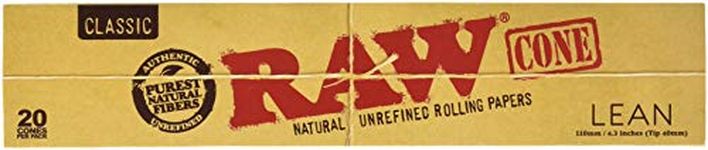 RAW Classic Natural Unrefined Pre Rolled Cones | Lean Size | 240 cones (12 packs, 20 cones/pk)