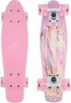 KMX 22" Kids Skateboard for Boys, Girls, Beginner Mini Cruiser Skateboard for Kids Ages 6-12, Skate Board for Kids Penny Board(Pink Unicorn)