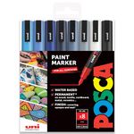 POSCA PC-3M Paint Marker Art Pens - 0.9-1.3mm – Cool Tones Tones Set of 8 Pens in Gift Box