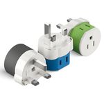 OREI UK, Ireland, Dubai Power Plug Adapter with 2 USA Inputs - Travel 3 Pack - Type G (US-7) Fuse Protected - Use with Cell Phones, Laptop, Camera Chargers, CPAP, and More