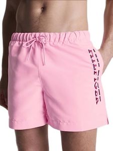 Tommy Hilfiger Men's Swimming Trunks Medium Drawstring Medium Length, Tom - Iconic Pink, XL