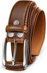 Contacts Men's Genuine Leather Pin Buckle Belt | Leather Belt for Men Classic Designs for Work & Business Casual (28-Brown)…