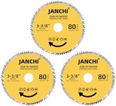 3Pack 3-3/8 Inch 80T Circular Saw Blade 19/32 Inch (15mm) Arbor, Plywood, OSB, Paneling and Vinyl Siding Fast and Smooth Cutting Saw Blade