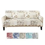 Great Bay Home Patchwork Scalloped Stain Resistant Printed Furniture Protector Brand. (Sofa, Taupe)