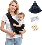 Baby Sling Carrier, Newborn to Toddler (7-45 lbs), Ergonomic Hands-Free Carrier with Safety Buckle, Adjustable One-Shoulder Strap for Portable Travel（Balck）