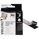 VELCRO Brand Heavy Duty Stick On Tape Cut-to-Length Industrial Extra Strong Double Sided Hook & Loop Self Adhesive Tape Perfect for Room Décor & Home, Office, Garage Use Black 50mm x 1m