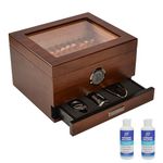 Cigar Humidors Box, Jansfuren Spanish Cedar Handmade Cigar Box, Glass Top humidor, Digital Hygrometer Front Humidifier and Accessories Drawer, Hold 25-55 Cigars