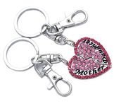 cocojewelry Mother Mom Daughter BFF Best Friend Love Heart Charm Keychain Birthday Gift (Pink)