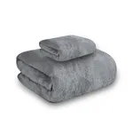 MAXOSHINE Microfiber Towels for Bath Large Size-Super Soft Coral Fleece Bathing Towel Hook Quick Dry Super Absorbent-Bath Towel for Men and Women-70x140 cm (Grey, 1 Bath Towel/1 Hand Towel)