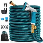 Garden Hose 30M/100FT, Flexible Expandable Water Hose Pipe with 3/4", 1/2'' Fitting Connectors, 10 Functions Spray Nozzle, 4 Layer Latex, Easy Storage Garden Water Hose