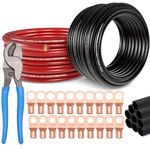 4 Gauge Wire (25ft Each - Red/Black) Copper Clad Aluminum CCA with with Cable Cutter and 8ga lugs and Heat Shrink Tube - Battery Power/Ground Cable,Car Audio Speaker,RV Trailer Amp Wiring kit