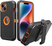 NIFFPD Designed for iPhone 14 Case with Belt Clip & Kickstand, Full-Body Multi Layers Rugged Case with 2 Pcs Screen Protectors for Apple iPhone 14 6.1 inch 2022 (Black Orange)