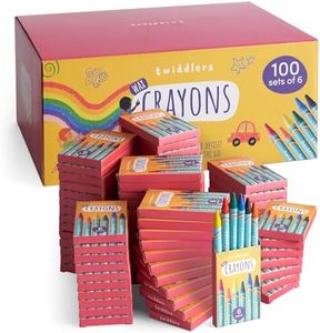THE TWIDDLERS 100 Boxes of Wax Crayons for Kids, 6 Crayons Per Box, 600 Total - Mixed Coloured, Perfect Mini Crayon Packs for Party Bag Fillers, School Classrooms, Arts & Crafts, Restaurants
