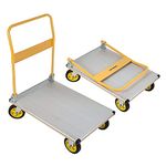 Stanley SXWT-PC511 Platform Trolley with 250 kg Capacity, Aluminium Portable Foldable Multi-Functional Dolly Push Cart with 360 Degree Swivel Wheels, Silver and Yellow, (90 x 61 x 101cm)