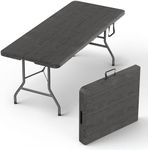 6 Feet Foldable Table with Built in Handle & Steel Legs | Heavy Duty Portable | Perfect for Party, Dining, Wedding, Events, Picnic Indoor, Outdoor, Camping, Utility, Folding - Black