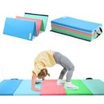 PhysKcal 5-Panel Folding Gymnastics Tumbling Mat with Carrying Handles, Thick Exercise Mat, Foldable Tumbling Mat for Kids, Padding for MMA, Gymnastics, Activity Play