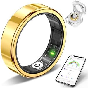 Ultra-thin Smart health tracking ring, sleep monitoring ring, with heart rate sensor, waterproof activity tracker, unisex, compatible with iOS and Android systems, 5ATM waterproof rating (Gold, 10)