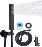 Backnets Solid Brass Handheld Shower Head Arc Design High Pressure Matte Black Hand Shower Wand with Adjustable Supply Elbow Wall Connector Shower Holder and 59″ Stainless Steel Hose Set