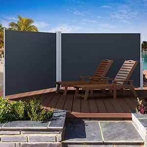 YITAHOME 236''X 63'' Double Side Awning Retractable Side Awning Folding Privacy Screen Privacy Fence Waterproof UV-Resistant Privacy Awning Outdoor for Garden, Deck, Patio, Pools, Balcony, Gray