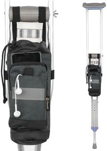 Crutch Bag Lightweight Crutch Accessories Storage Pouch with Reflective Strap and Front Zipper Pocket for Universal Crutch Bag to Keep Item Safety (Gray)