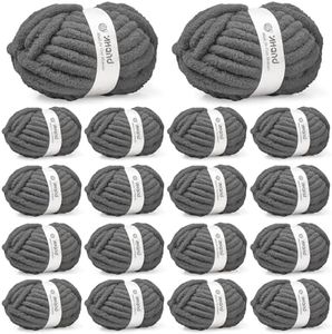 Inhand Chunky Chenille Yarn for Hand Knitting,Thick Bulky Blanket Yarn for Crocheting,Soft Fluffy Yarn for Crochet Birthday Gifts for Men/Women/Beginners,18 Pack (29.5Yds/8.4oz Each),Deep Gray