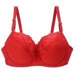 Today's Deals of The Day Lace Bras for Women UK Plus Size,Women's Underwire Padded Sexy Floral Full Coverage Lingerie Bra, Ladies Yoga Comfort Push up Bra for Saggy Breasts (Red, 95E)