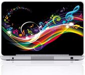 Meffort Inc 15 15.6 Inch Laptop Notebook Skin Sticker Cover Art Decal (Included 2 Wrist pad) - Rainbow Music Note Design