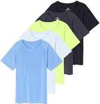 5 Pack Girls Short Sleeve Rashguard Swim Suit Wear Rash Guard Top Neon Shirts Surf Rashguard Kids Shirt Sun Athletic Niños, 8-10