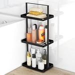 STWWO 3 Tier Standing Shower Caddy Organizer Corner, Bathroom Shower Organizer Stand with Handle, Metal Shower Shelf Caddy Corner for Shampoo, Shower Rack Stands for Inside Bathroom, Bathtub, Black