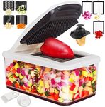 RüK Vegetable Chopper, Extra Large Chopper Vegetable Cutter, Multifunctional 10-in-1 Pro Food Chopper - 6 Blades, 4 Vegetable Spiralizers, E-Recipes - Veggie Chopper with Container, RY-3LVCX