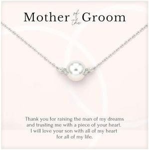 HOPE LOVE SHINE - Mother of the Groom Gift from Bride - Wedding, Mother in Law Necklace, Jewelry 16+2", Sterling Silver, Pearl Pendant