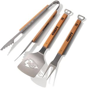 YouTheFan NFL Kansas City Chiefs Classic Series 3-Piece BBQ Set, Stainless Steel, 22" x 9"