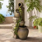 Rustic Floor Water Fountain Three Jugs Cascading 33" High Indoor Outdoor for Yard Garden Lawn - John Timberland