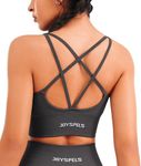 JOYSPELS Sports Bras for Women Criss Cross Back Padded Sports Bra Medium Support Yoga Workout Tops, Dark Gray, XL