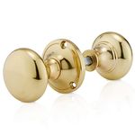 XFORT® Polished Brass Victorian Rim Knob, Sturdy Solid Brass Rim Lock Knobs, Gate Handle, Brass Rim Knobs, Door Knob Handles Complete with Colour Matched Screws for Use with Rim Sashlocks.