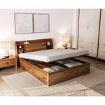 Wakefit Bed | Queen (78 X 60) Engineered Wood Bed | Hydraulic, 1 Year Warranty | - Leo - Matte Finish_Brown