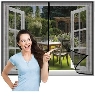 Fly Screens for Windows Black 120x155cm Fly Window Screen Mesh Insect Netting with Self-Adhesive Tapes Without Drilling,for Doors-Window