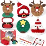 HUAKENER Christmas Crochet Kits, Beginner Crochet Kit with Step-by-Step Video Tutorials, Learn to Crochet Kits for Adults and Kids, DIY Craft Supplies for Christmas Decor and Gifts(40%+ Yarn)