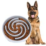 Large Pet Slow Feeder Dog Bowl, Slow Eating Dog Bowl Fun Puzzle Feeding Bowl Non Skid Bloat Stop Dog Food Bowl Interactive Maze Bowl Light grey