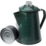 GSI Outdoors 8 Cup Enamelware Classic Percolator in Blue for Campsite, Cabin, RV, Farmhouse Kitchen, Green